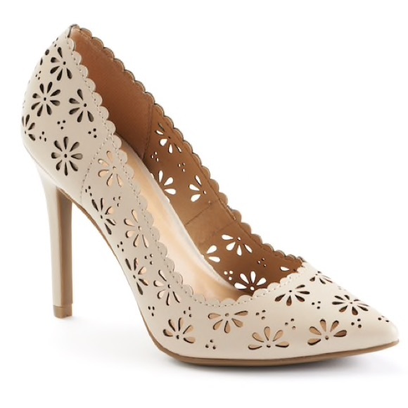 LC Lauren Conrad Shoes - LC Lauren Conrad Heels With Floral Cutouts